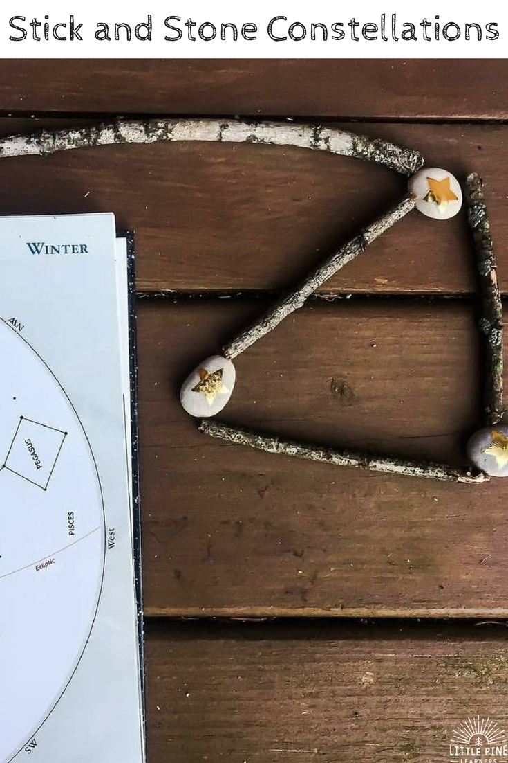 A simple star constellation activity with sticks and stones. 
