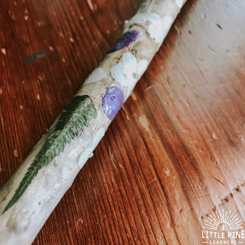 Learn how to make this beautiful flower hiking stick for kids!