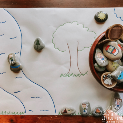Check out this simple activity to try with story stones! There are endless ways to use this story telling mat and its extremely simple to recreate at home.