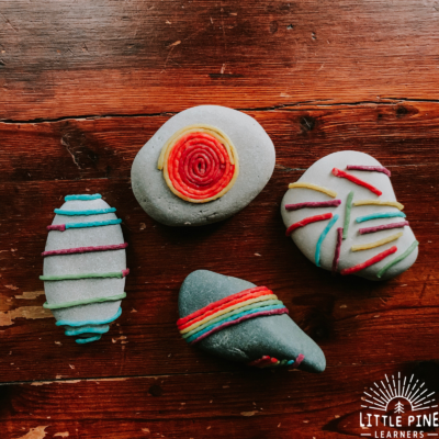 Looking for a simple stone activity that is no prep, totally doable for even the littlest rock hounds, and turns out bright and beautiful every time? I have just the activity for you!