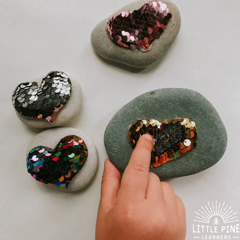 Easy sequin craft with rocks!