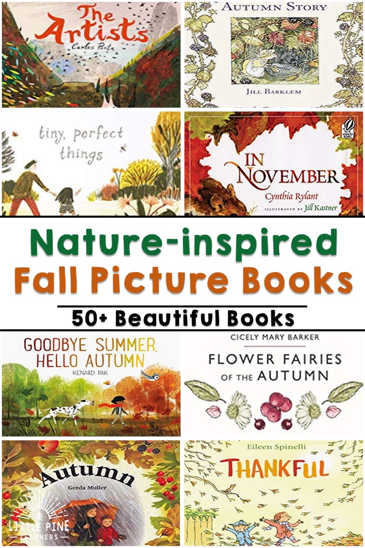 Check out 50+ nature-inspired fall picture books for kids right here in one spot! You will find books about pumpkins, apples, spiders, bats and much more.