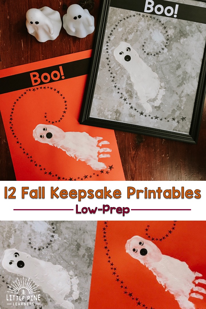 Check out 12 low-prep fall keepsake craft printables filled with spider, bat, pumpkin, apple and other fall nature themed activities! 