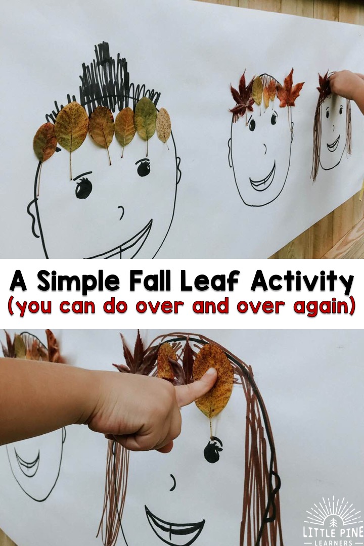 Here is a simple fall leaf crown activity that you can do over and over again! With just a few supplies, you have a fun nature invitation that children will love and return to throughout the week- if not longer.