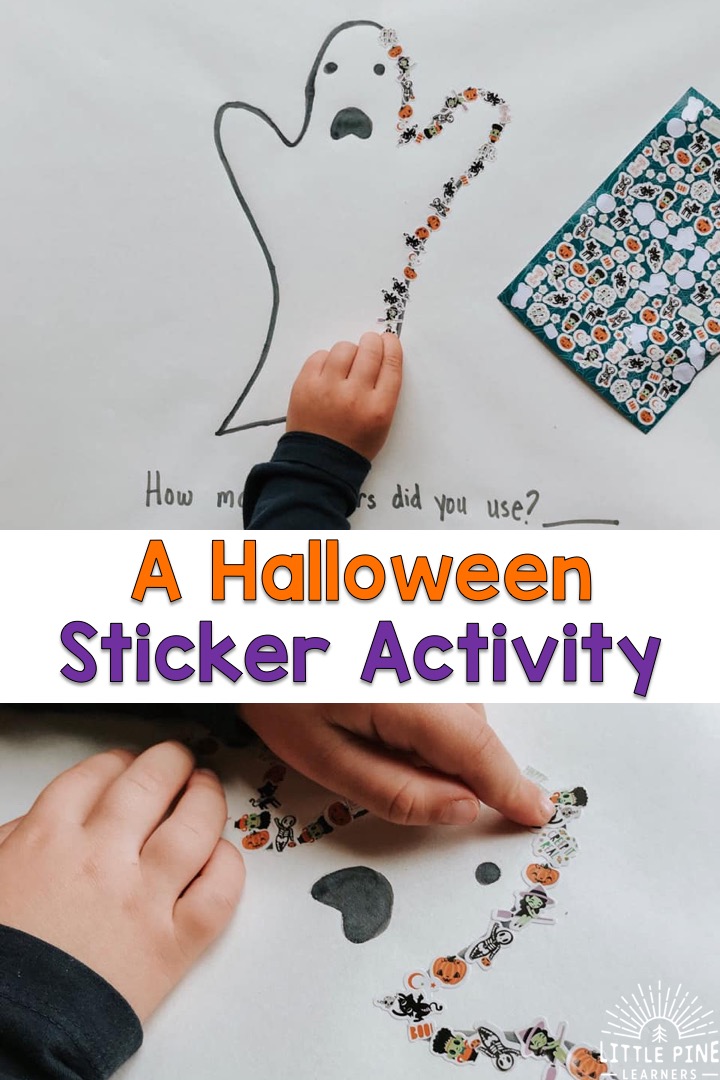 Work on fine motor skills, hand-eye coordination and counting with this fun Halloween sticker activity. It's perfect for all of those extra stickers will accumulate in your house over the month of October. Kids of all ages will love this activity and the end result is adorable! 