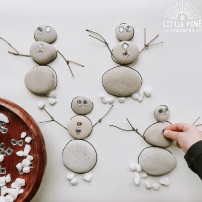 DIY Snowman Stone Puzzle with Loose Parts