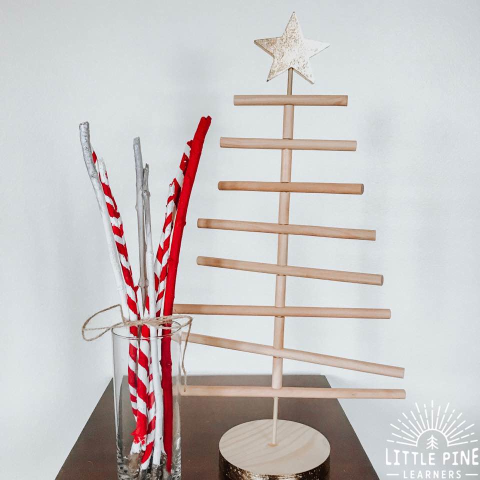 Cute candy cane craft made from sticks!