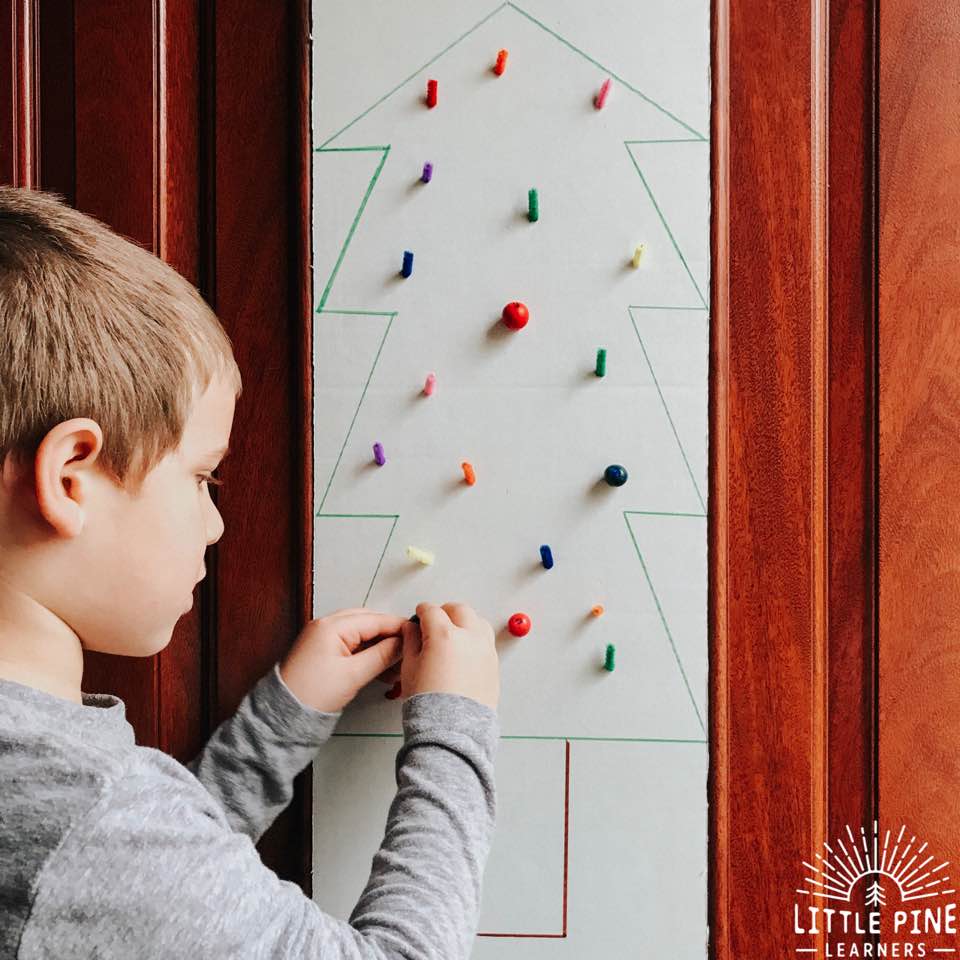 Here is a fun Christmas tree activity that's perfect for working on color recognition and fine motor skills. 