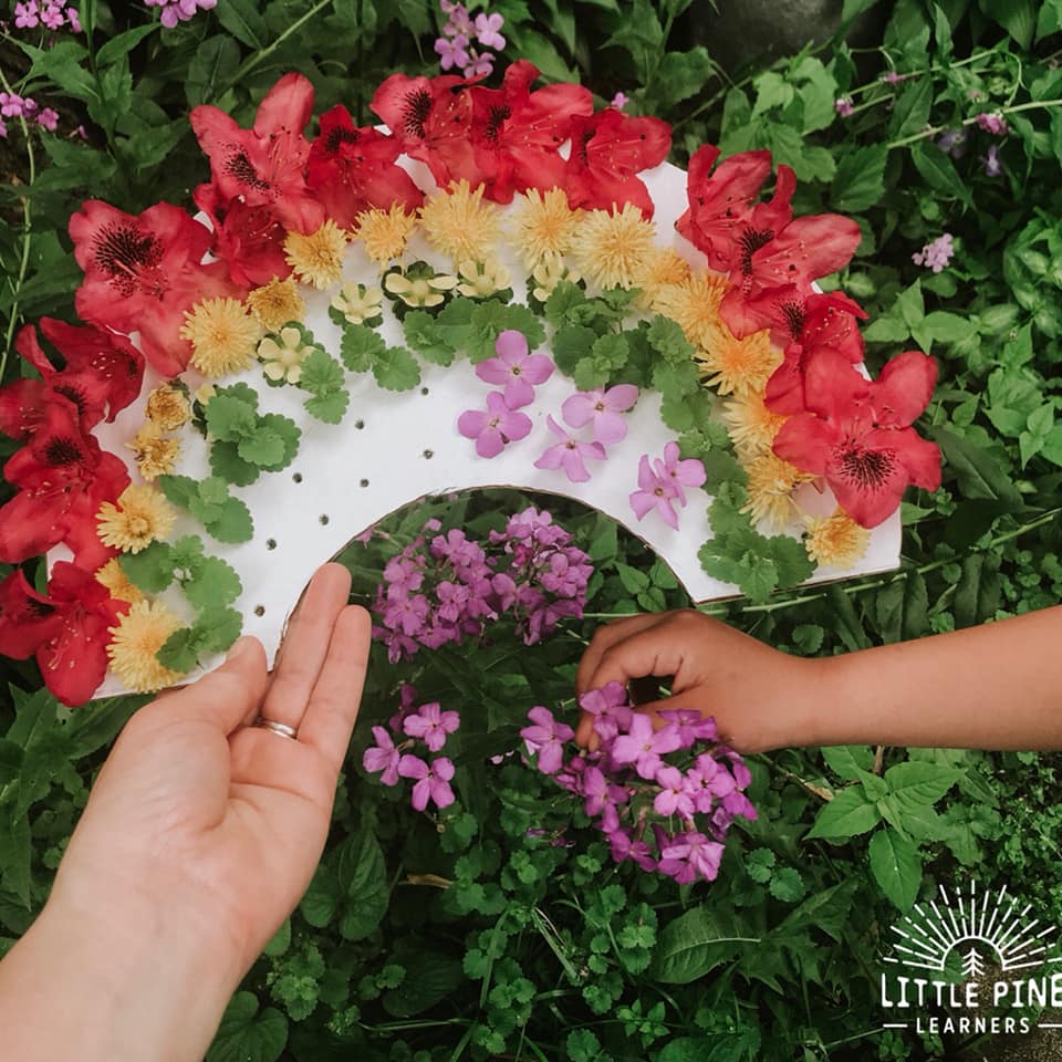 Explore colors in a new and fun way with this simple outdoor activity for kids. This reusable cardboard rainbow takes just minutes to set up and will be loved throughout the spring and summer seasons! Kids will love decorating the rainbow while working on color recognition, hand-eye coordination, and strengthening fine motor skills. 