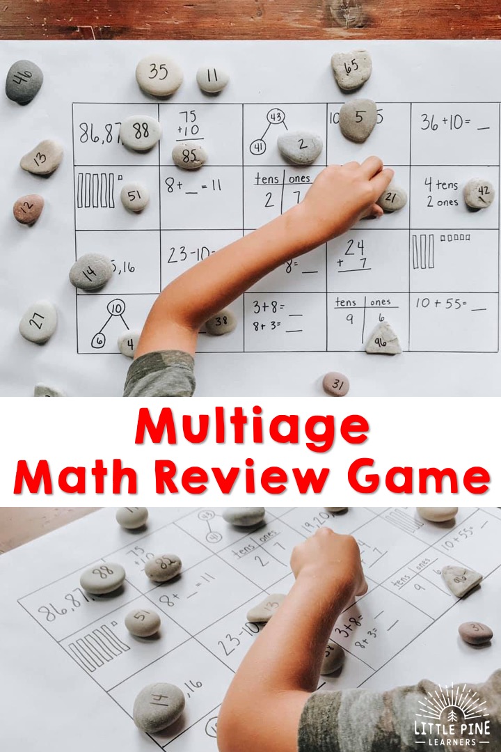Here is a fun math review game that's great for any age and ability! This game can be personalized for any common core standard or skill. Best of all, you just need a piece of paper, a marker, and some rocks to set it up for your students at school or children at home. 