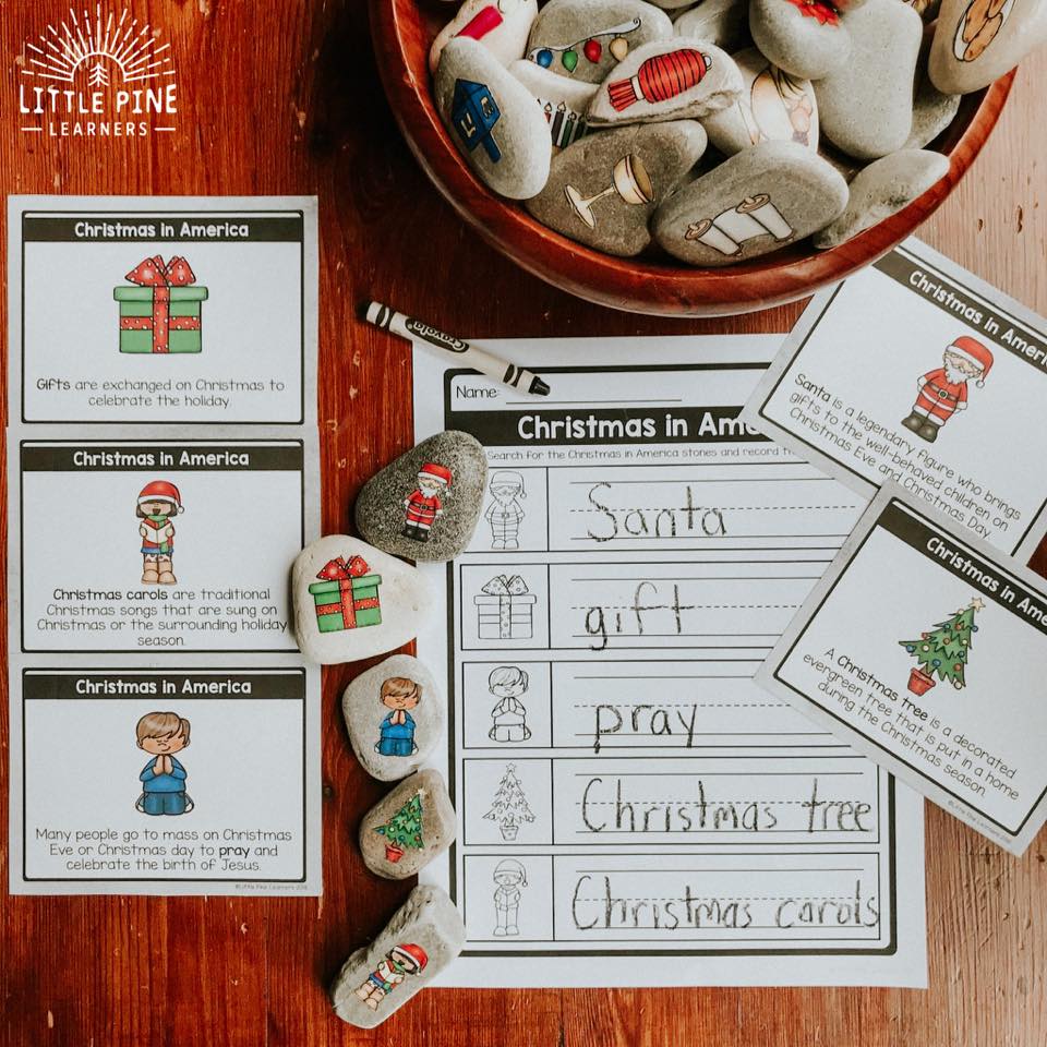 Christmas story stones and printables for kids!