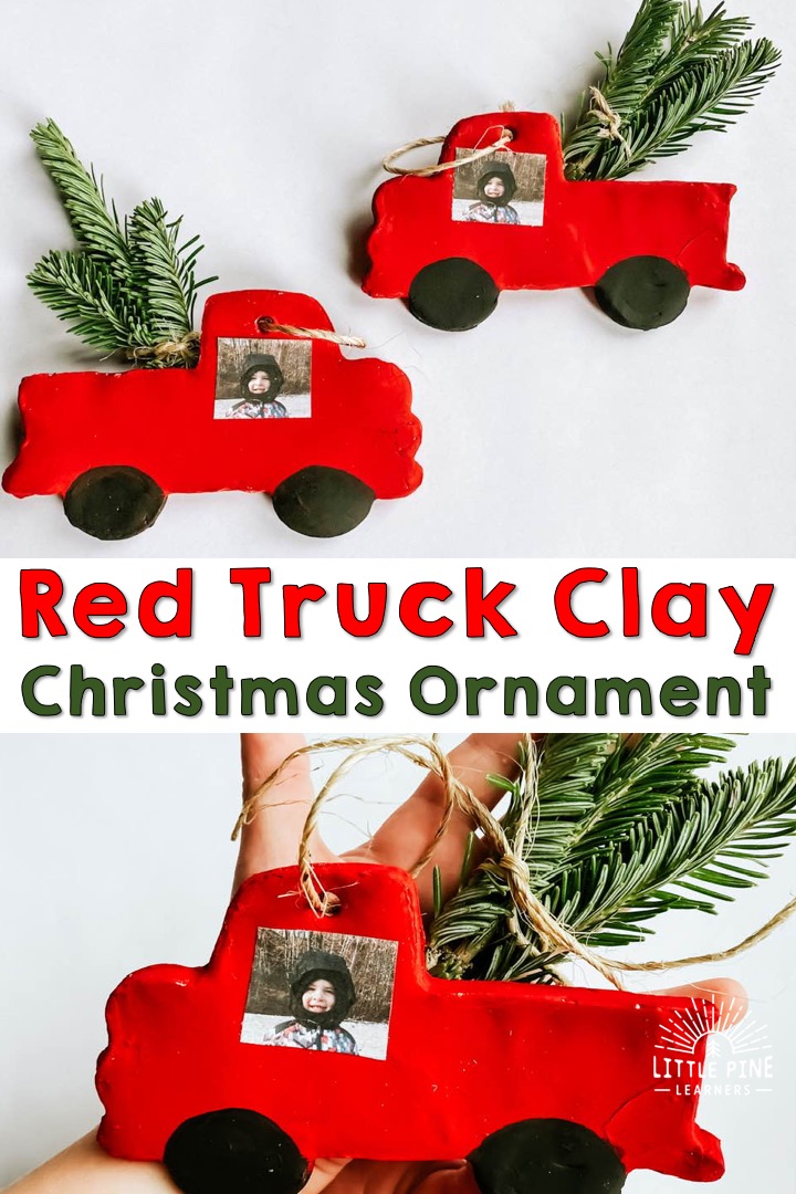 Adorable Red truck clay Christmas ornament