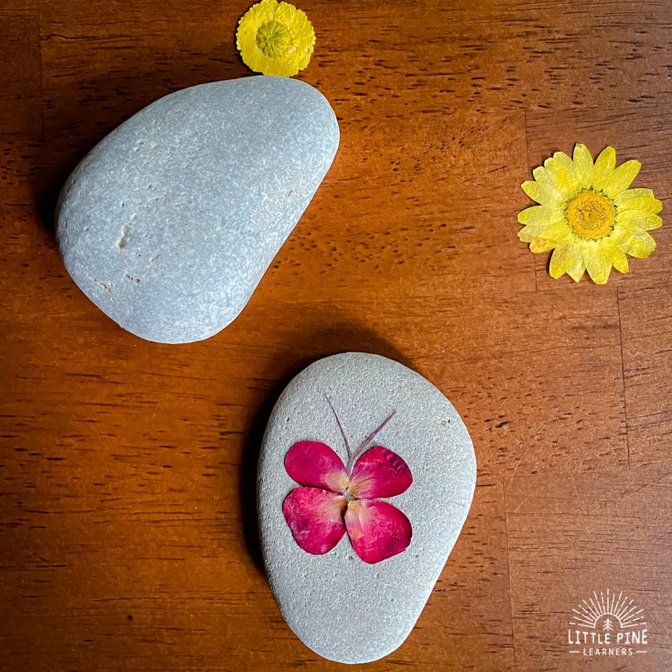 Collect flowers and make beautiful flower petal art with kids!