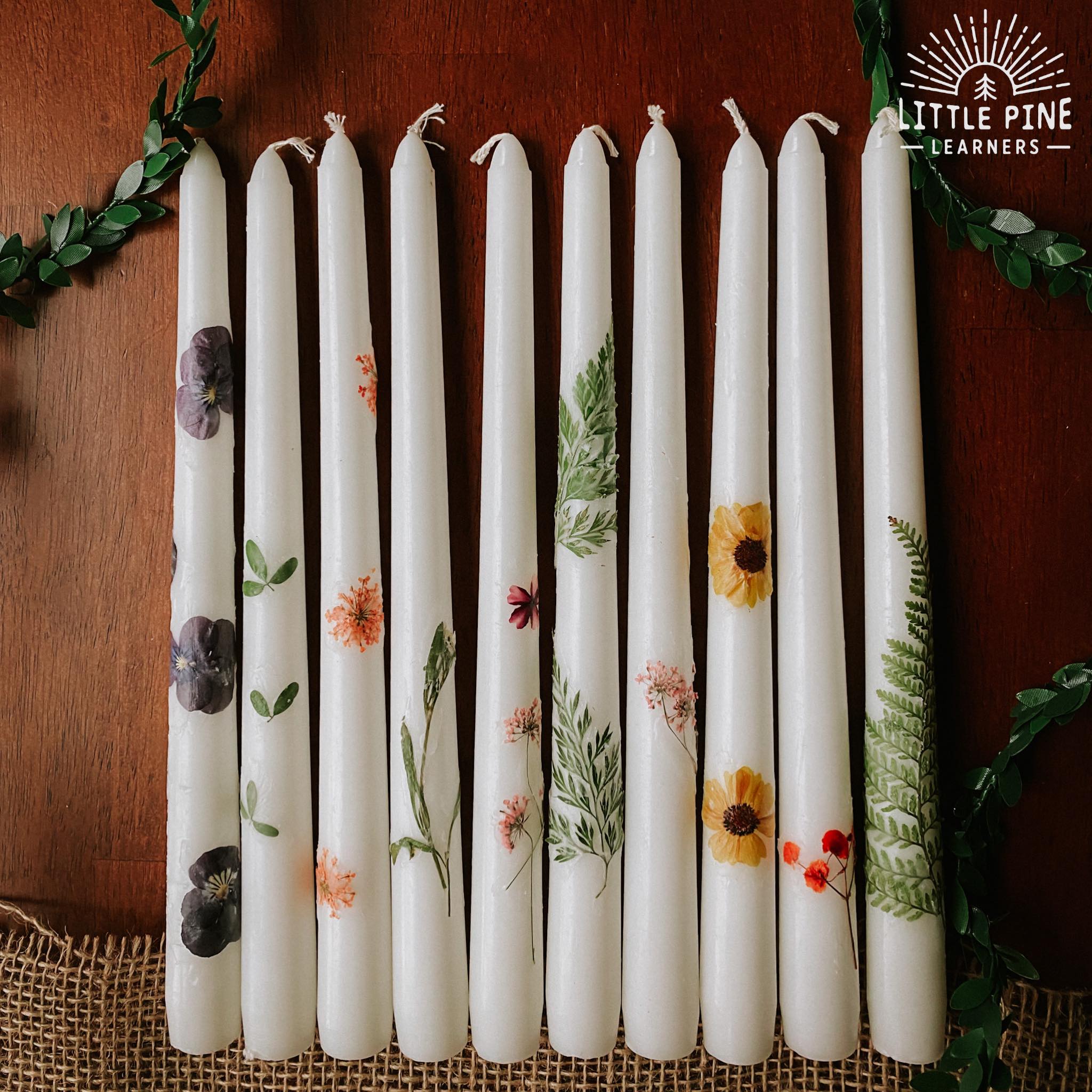 Pressed Flowers on Candles - I Try DIY