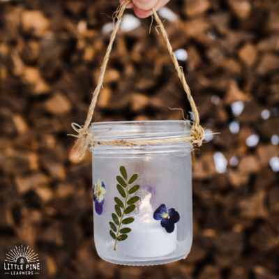 Jar Lantern with Pressed Flowers