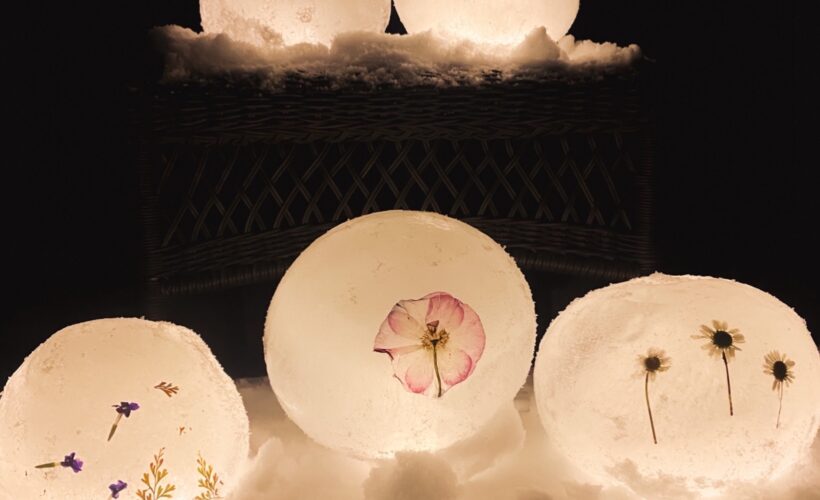 Ice Luminaries with Nature Pieces