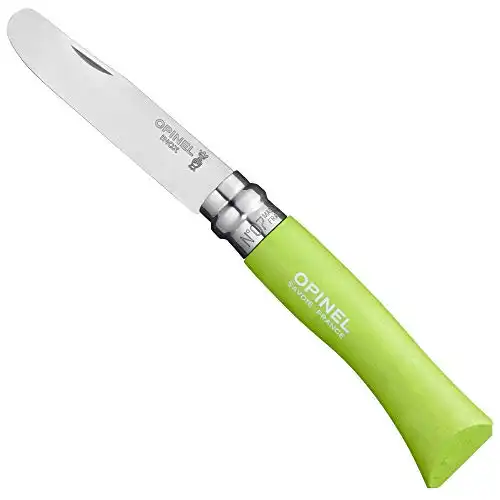 Opinel My First No.7 Stainless Steel Children’s Folding Pocket Knife with Safety Rounded Tip, Painted Handles