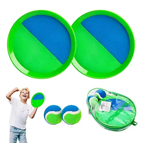EVERICH TOY Beach Toys for Outdoor Games for Kids Ages 3-10, Yard Lawn Ball Catch Games Paddle Toss-Upgraded Version Game for Family, Boys and Girls Gifts (2 Rackets, 2Balls, 1 Bag)