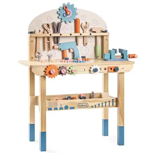 Large Wooden Play Tool Workbench Set for Kids