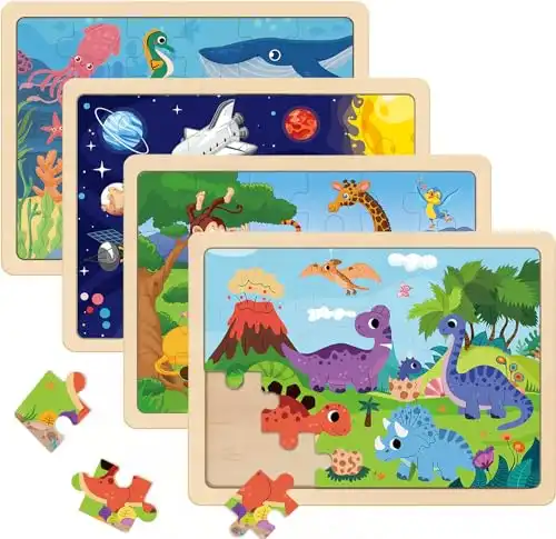 Wooden Puzzles for Kids Ages 3-5 | 4-6, 24 Pieces