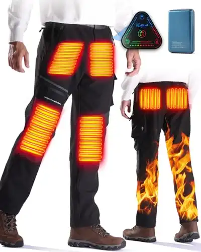 Men's Heated Pants with Battery Pack for Snow, Hiking, and other Outdoor Adventures