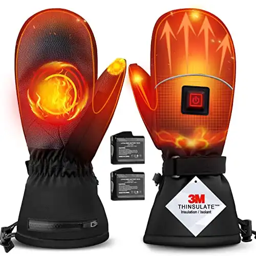 Heated Mittens Men and Women, Rechargeable Electric Battery Gloves, Waterproof and Thermal Touchscreen