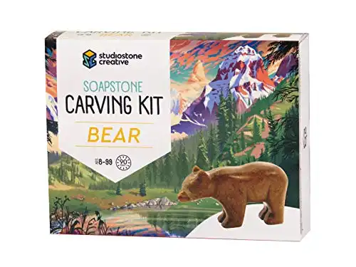 STUDIOSTONE Bear Sculpture Soapstone Carving Kit for Kids and Adults