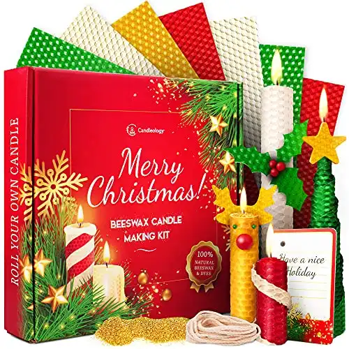 Christmas Candle Rolling Kit - Beeswax Candle Making Kit for Kids & Adults