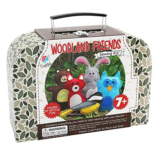 CraftLab Woodland Animals Kids Sewing Kit, Educational Arts & Craft Gift for Kids and Teens