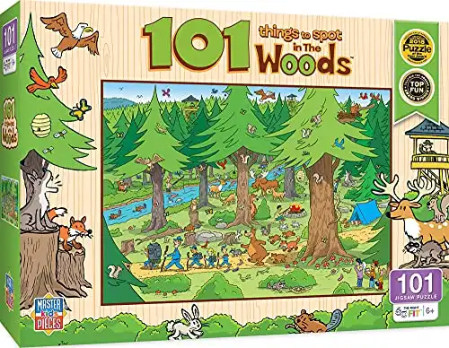 100 Piece Nature Jigsaw Puzzle for Kids - 101 Things to Spot in the Woods